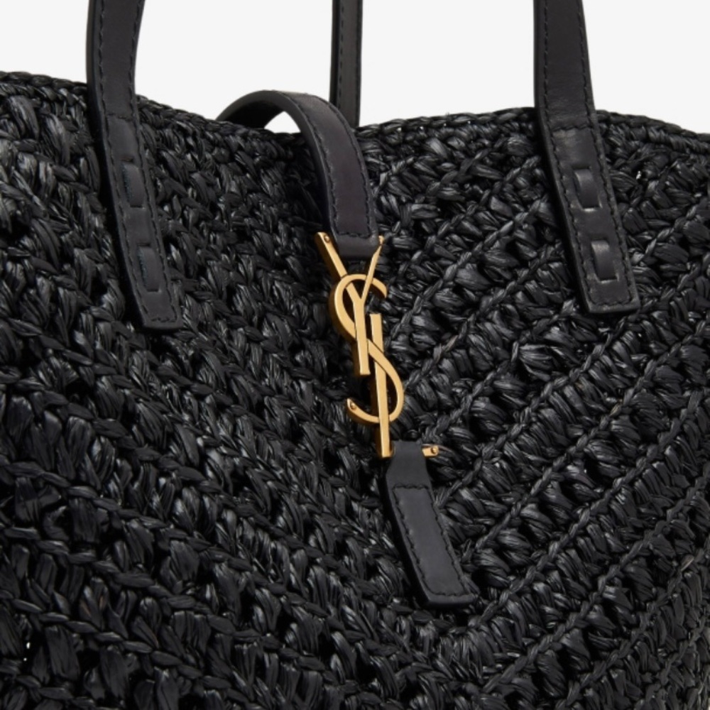 SAINT LAURENT Panier monogram YSL logo raffia tote bag - Picture 2 of 4